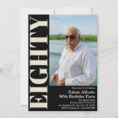 80歳エレガントの誕生日パーティー写真 招待状 (正面)