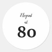 80歳エレガントの誕生日ブラック文字シミニマルッカー ラウンドシール (正面)