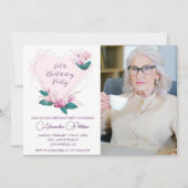 80歳エレガントの誕生日招待状フローラ写真 招待状 (正面)