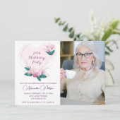 80歳エレガントの誕生日招待状フローラ写真 招待状 (スタンド正面)