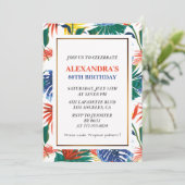 80歳エレガントの誕生日招待状熱帯パーティー 招待状 (スタンド正面)