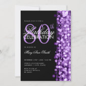 80歳エレガント誕生日パーティーグラムスパープルプル 招待状 (正面)
