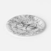 80歳エレガント誕生日パーティーフローラシルバーホワイト ペーパープレート (アングル)