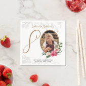 80歳エレガント誕生日パーティーフローラ植物写真 スタンダードカクテルナプキン (インサイチュ)