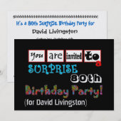 80歳サプライズ誕生日パーティー招待状テンプレート 招待状 (正面/裏面)