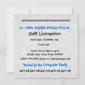 80歳サプライズ誕生日パーティー 青と白 W1888 招待状 (裏面)