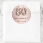 80歳バラ金ゴールドピンクダイヤモンドバルーンフォント ラウンドシール (バッグ)