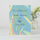 80歳パステルブルーバースデーパーティー招待状 招待状 (スタンド正面)