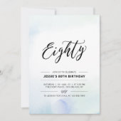 80歳ミニマルの誕生日パーティー水の色のインビ 招待状 (正面)