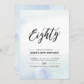 80歳ミニマルの誕生日パーティー水の色のインビ 招待状 (正面/裏面)