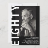 80歳モダンの誕生日パーティー 招待状 (正面)
