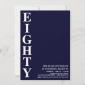 80歳モダンの誕生日パーティー 招待状 (正面)