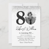 80歳モダン誕生日パーティフォト招待状 招待状 (正面)