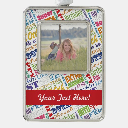 80歳ユニークの誕生日パーティギフトパーソナライズされたズ シルバープレートフレームオーナメント (正面)