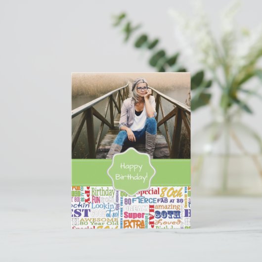 80歳ユニークの誕生日プレゼント インビテーションポストカード (スタンド正面)