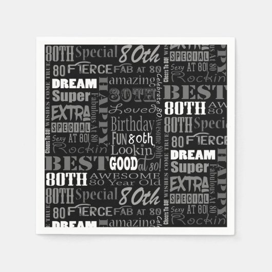 80歳ユニークの誕生日プレゼント スタンダードカクテルナプキン (正面)