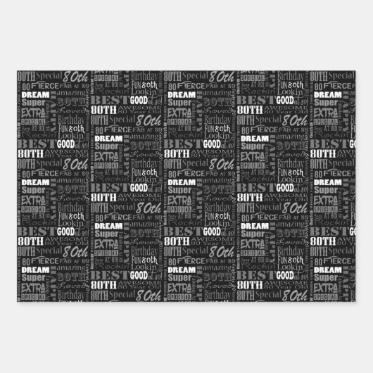 80歳ユニークの誕生日プレゼント ラッピングペーパーシート (正面)