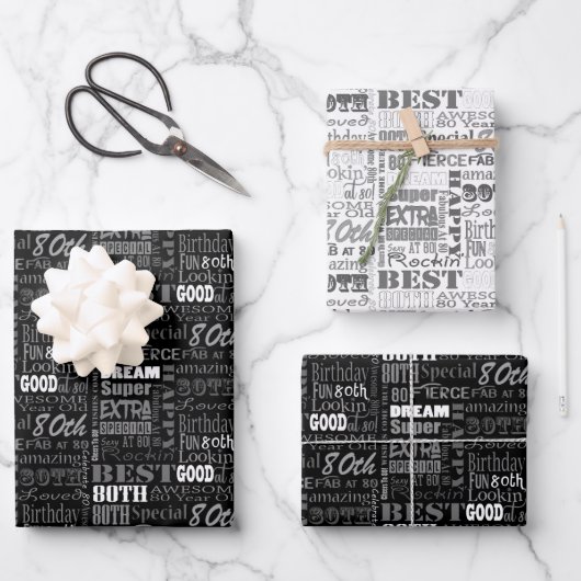 80歳ユニークの誕生日プレゼント ラッピングペーパーシート (正面)
