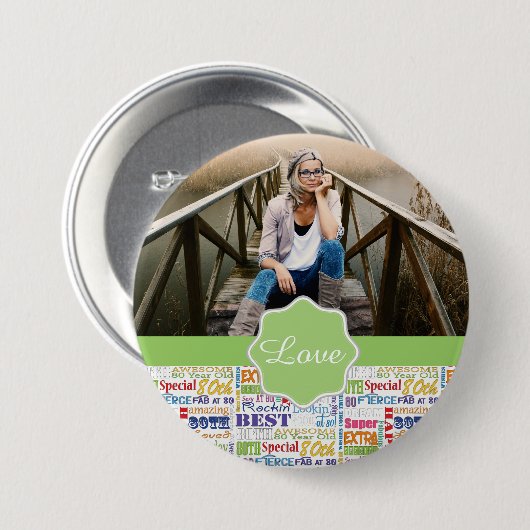 80歳ユニークの誕生日プレゼント 缶バッジ (正面&裏面)