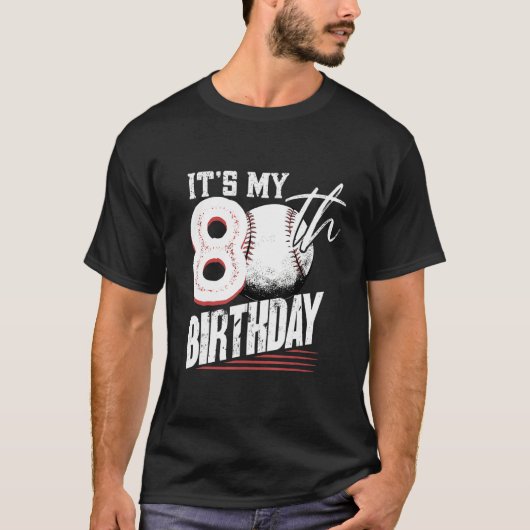 80歳ヴィンテージ野球80誕生日 Tシャツ (正面)