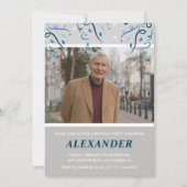 80歳招待状メンズ紙吹雪写真海軍 招待状 (正面)