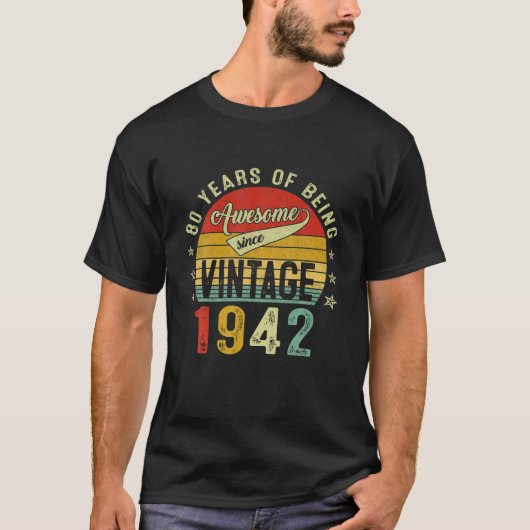 80歳素晴らしヴィンテージ1942レトロ80誕生 Tシャツ (正面)