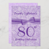 80歳誕生パーティー紫弓M454 招待状 (正面/裏面)