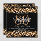 80歳誕生パーティー·金ゴールド·ハリウッド·グラム 招待状 (正面/裏面)