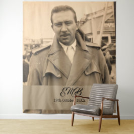 80歳誕生日エレガントフォトモノグラム男性 タペストリー