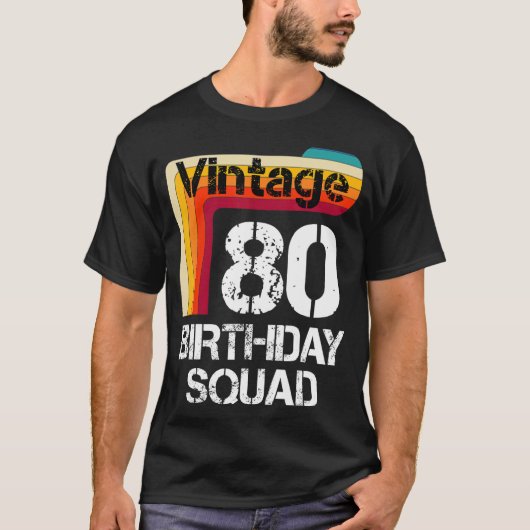 80歳誕生日ヴィンテージ80誕生日ファミリー Tシャツ (正面)
