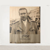 80歳誕生日 エレガント フォト モノグラム メンズ タペストリー (正面)