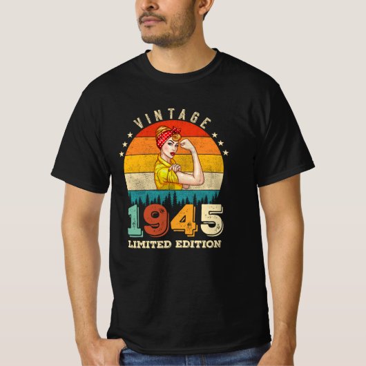 80歳1945年ヴィンテージ80誕生日女性 Tシャツ (正面)