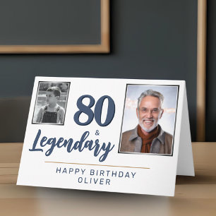 80歳 & レジェンダリー 2枚の写真 80歳の誕生日 カード
