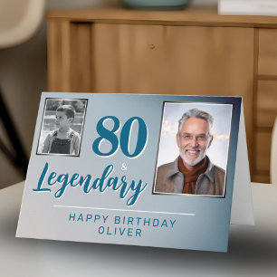 80歳 & レジェンダリー 2枚の写真 80歳の誕生日 カード
