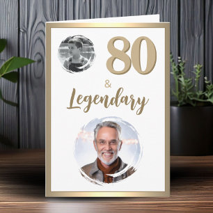 80歳 & レジェンダリー 2枚の写真 80歳の誕生日 カード