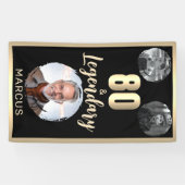 80歳 & レジェンダリー 3枚の写真 80歳の誕生日 ゴールド 横断幕 (横)
