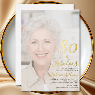 80歳 誕生日おめでとう フォト 箔招待状