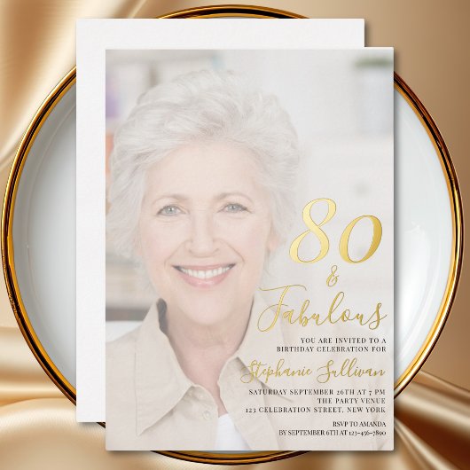 80歳 誕生日おめでとう フォト 箔招待状