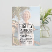 80歳 誕生日おめでとう Eighty and Fabulous 写真 招待状 (スタンド正面)