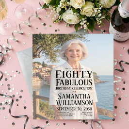 80歳 誕生日おめでとう Eighty and Fabulous 写真 招待状
