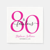80歳 誕生日パーティー 名前+日付入り Eighty and Fabulous スタンダードカクテルナプキン (正面)