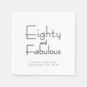 80歳 誕生日パーティー 名前 日付 Eighty and Fabulous スタンダードカクテルナプキン (正面)