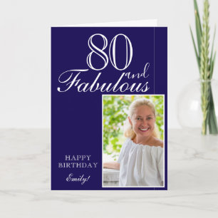 80歳 誕生日 おしゃれ ブルー 写真 カード