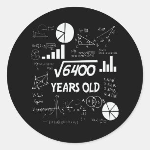 80歳Bday数学先生80番目の誕生日ギフト ラウンドシール