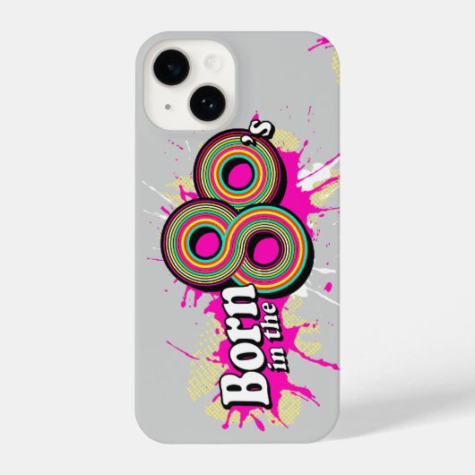 80生まれ年代のグレーポップ・アートののピンクのiphoneケース iPhoneケース (裏面)