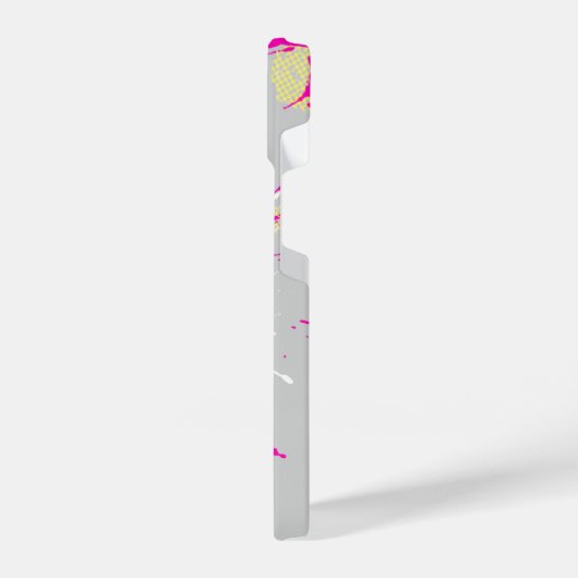80生まれ年代のグレーポップ・アートののピンクのiphoneケース iPhoneケース (左側面)