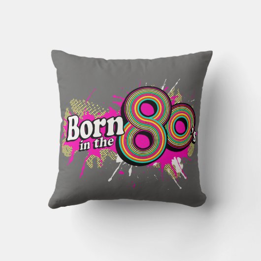 80生まれ年代のレトロなグレーピンクのクッション枕 クッション (裏面)