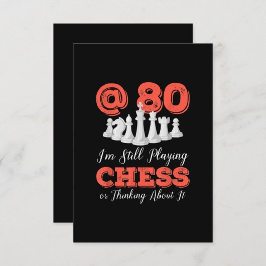 80番目のおもしろい誕生日の贈り物- 80歳のチェスの女王 出欠カード (正面/裏面)