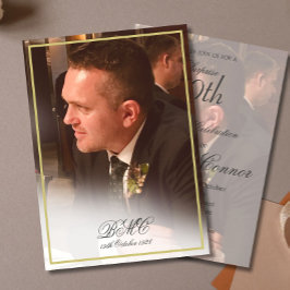 80番目のオス誕生日フォトエレガント金ゴールド枠 招待状