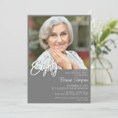 80番目のグレーの誕生日写真 招待状 (スタンド正面)